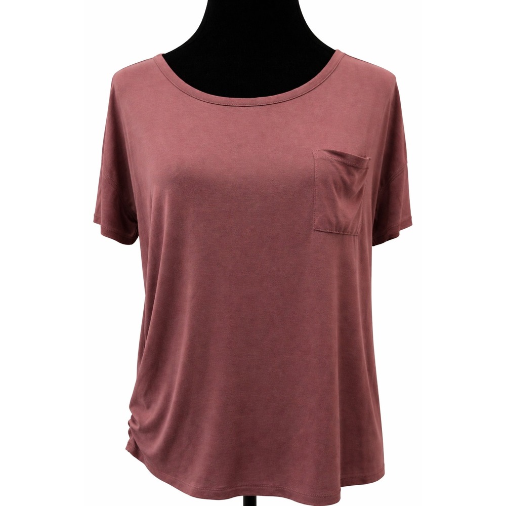Anthropologie Silence + Noise Womens Short Sleeve Pocket T-Shirt Size‎ XS Red